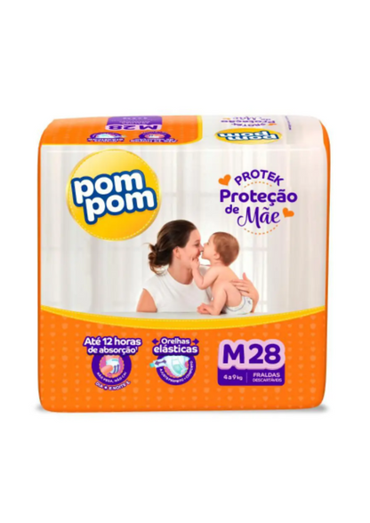 Fralda Pom Pom Protek Proteção de Mãe Jumbo M com 28un