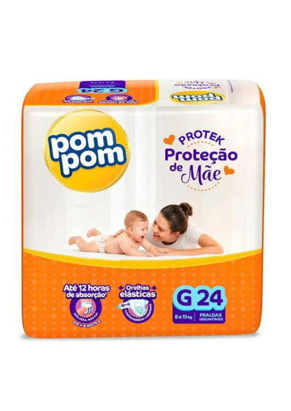 Fralda Pom Pom Derma Protek Jumbo G 24un