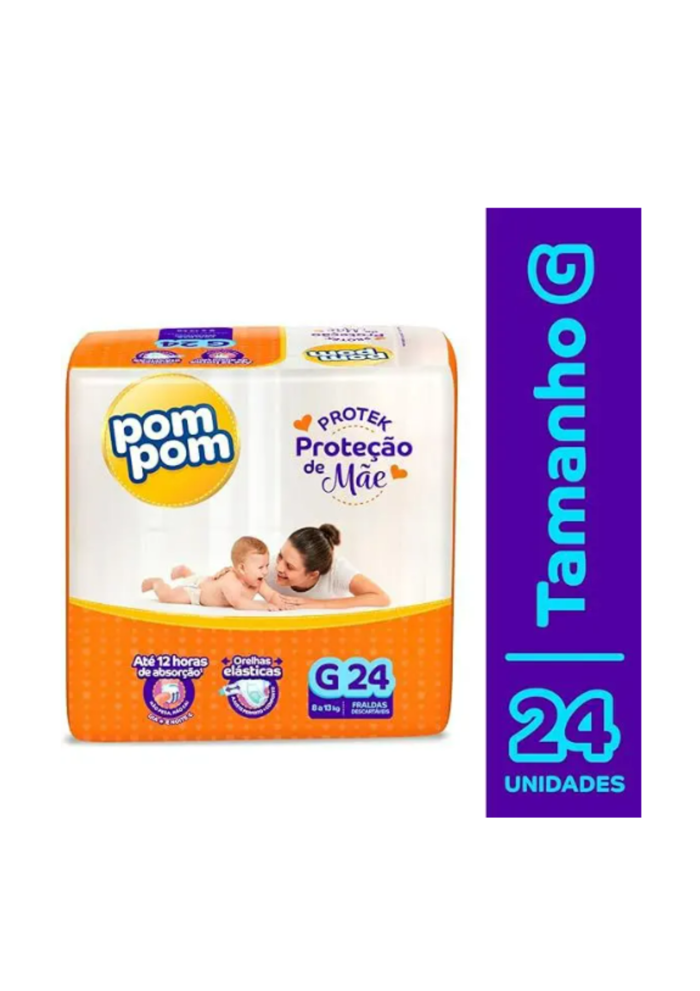 Fralda Pom Pom Derma Protek Jumbo G 24un