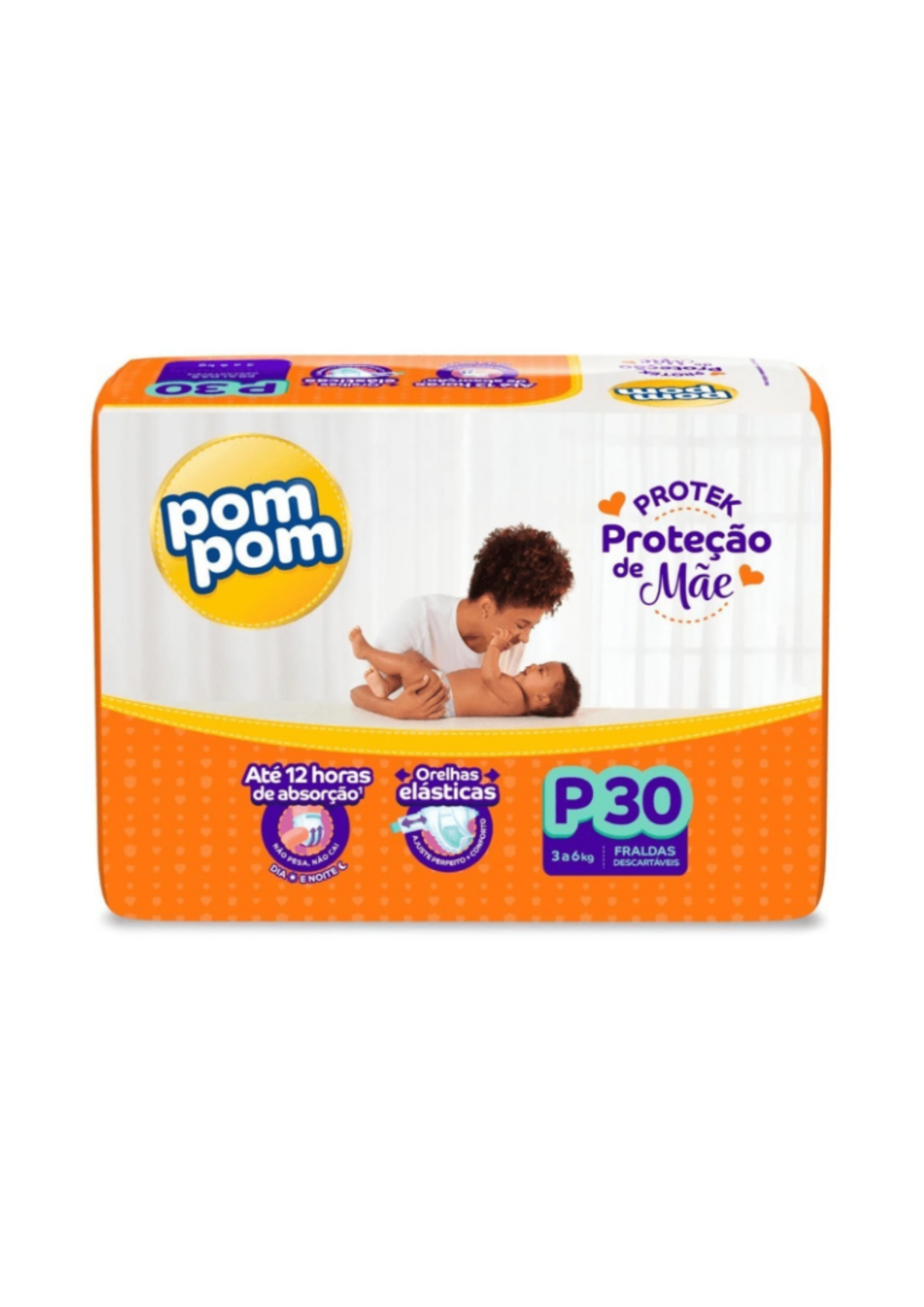 Fralda Pom Pom Protek Proteção de Mãe Jumbo P com 30un