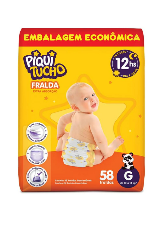 Fralda infantil Piquitucho Hiper G 58un